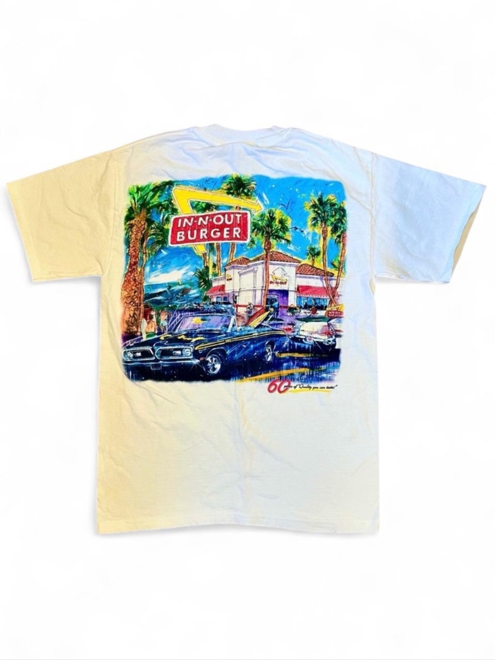 IN-N-OUT 60th Anniversary Graphic White Crewneck T-Shirt SZ M NWOT